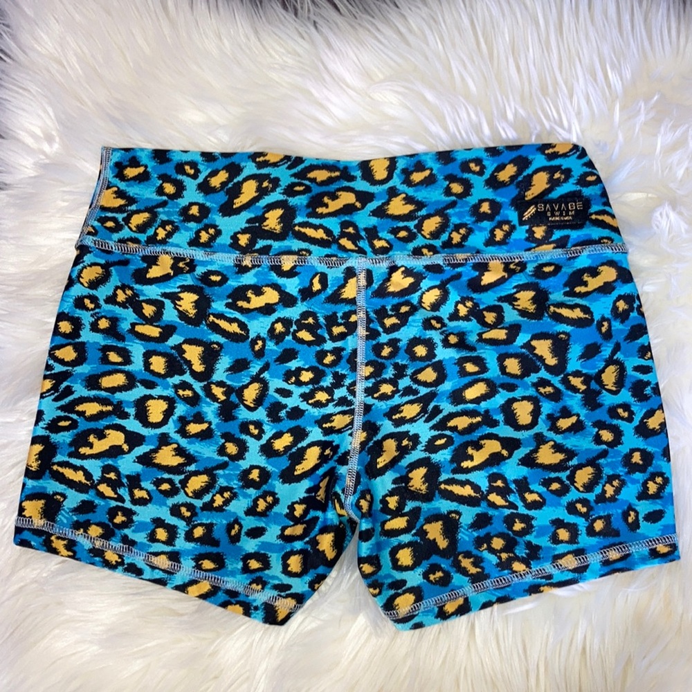 🐾SAVAGE SWIM Blue Leopard Shorts